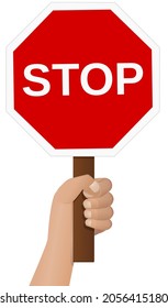 Hand Holds Red Octagonal Stop Sign Stock Vector Royalty Free Shutterstock