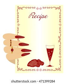 Hand holds sheet to record the recipe wine
