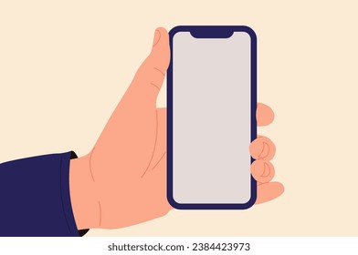 Mano sostiene smartphone. Mano con smartphone	
