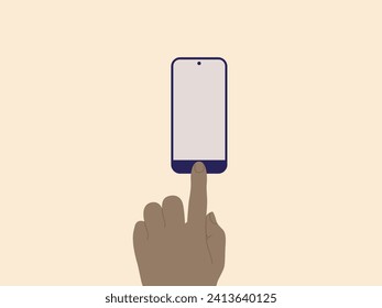 Mano sostiene smartphone. Mano con smartphone	