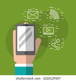 hand holds smartphone blank screen