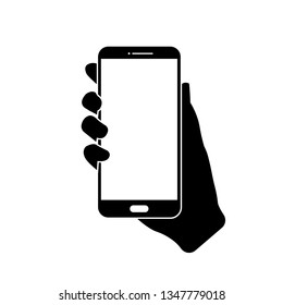 Hand Holds Smartphone Icon Mobile Phone Stock Vector (Royalty Free ...