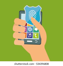 hand holds smartphone internet security vector illustration eps 10