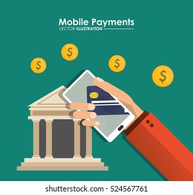 hand holds smartphone mobile payment bank app