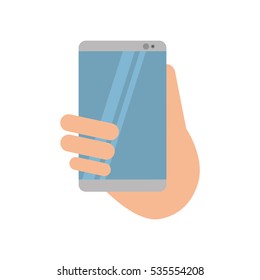 hand holds smartphone sms chat technology