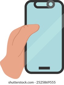 Mano sostiene la Ilustración vectorial del teléfono inteligente