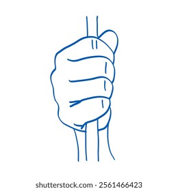 Hand holds a stick. Vector illustration. Index, middle, ring, little fingers and thumb