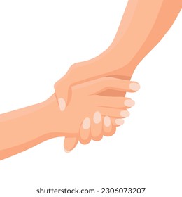 La mano sujeta la mano. Apoyo y concepto de ayuda. Ilustración, icono, vector