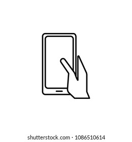 hand holds a tablet icon. Element of media and news for mobile concept and web apps. Detailed hand holds a tablet icon can be used for web and mobile. Premium icon on white background