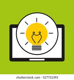 hand holds tablet idea innovation vector illustration eps 10