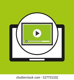 hand holds tablet video player design vector illustration eps 10