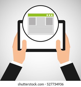 hand holds tablet web page icon vector illustration eps 10