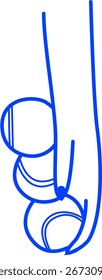 Mano sostiene tres pelotas de tenis Ilustración de icono lineal vectorial.
