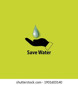Hand holds water drop symbol.