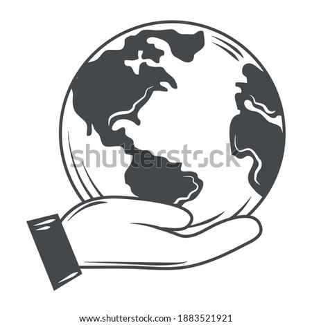 hand holds world globe map ecology save the planet vector illustration