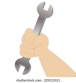 hand holds a wrench,vector illustration