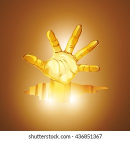 Hand in a hole in the floor and light brown color