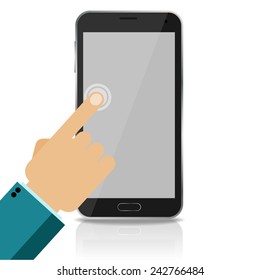 Hand holing white smartphone,vector Eps10