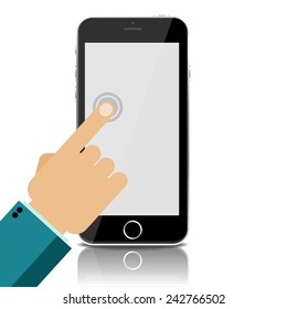 Hand holing white smartphone,vector Eps10