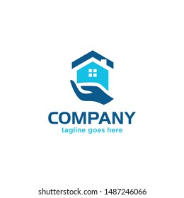 hand and home concept logo ready to use