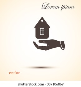 hand and home, icon