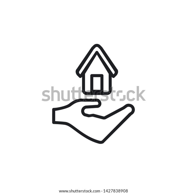 Hand and home icon.\
Home insurance sign