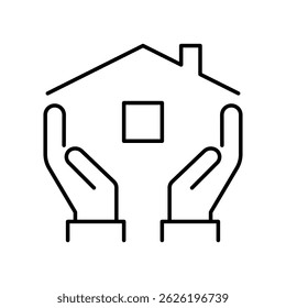 Hand with Home Icon. The Symbol of the company for the construction repair and maintenance of the house. Icon Home on white background. Vector illustration.