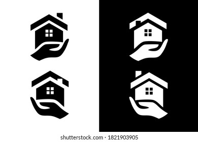 Hand and home for logo design concept. Very suitable in various business purposes, also for icon, symbol and many more.