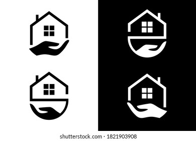 Concepto de diseño de logotipo "Hand and and Home". Muy adecuado para diversos fines comerciales, también para ícono, símbolo y muchos más.