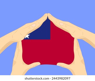 Casa de mano con la bandera de Samoa, idea residencial o de inversión, bienes raíces en Samoa, diseño de Vector, comprar casa en el país extranjero, vivienda y concepto de hogar