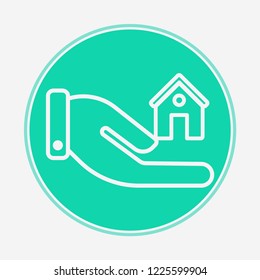 Hand with home vector icon sign symbol