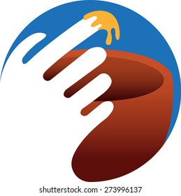 Hand with honey logo