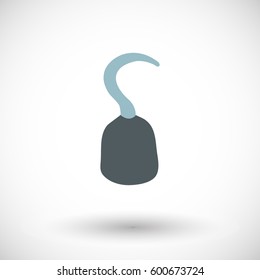 Hand hook pirate icon, Flat design vector illustration with round shadow