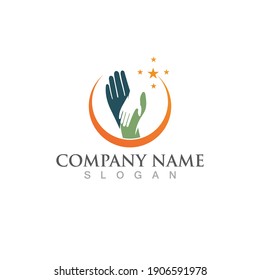 Logotipo de esperanza de mano e imagen vectorial de símbolo
