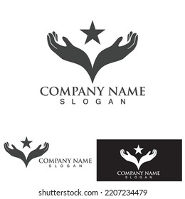 Hand hope logo and symbol vector template