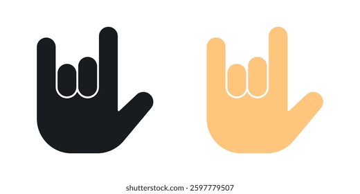Hand Horns colored icon set. Stock Vector