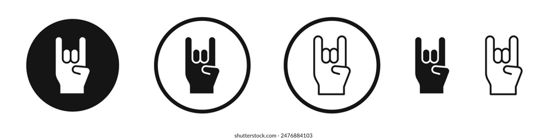 Hand Horns flat liner icon set.
