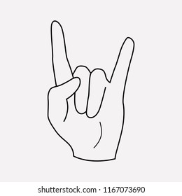 Hand horns icon line element. Vector illustration of hand horns icon line isolated on clean background for your web mobile app logo design.