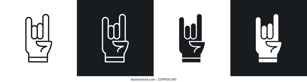 Hand Horns icons in flat and linear vector illustration on white background.