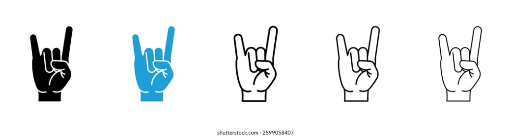 Hand Horns icons vector illustrations in black and blue colors for web and ui designs