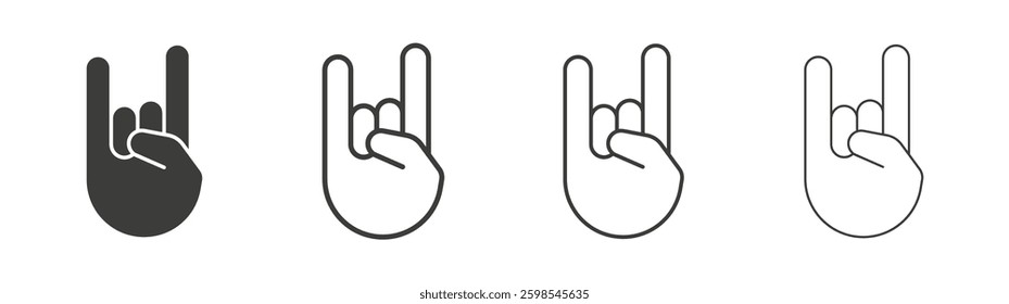 Hand Horns line icon vector illustration set.