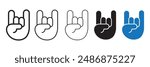 Hand Horns vector icon symbol in flat style. Hand Horns vector icon set in black and white filled and solid style