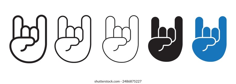 Hand Horns vector icon symbol in flat style. Hand Horns vector icon set in black and white filled and solid style