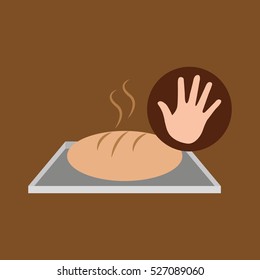 hand and hot bread bakery vector illustration eps 10