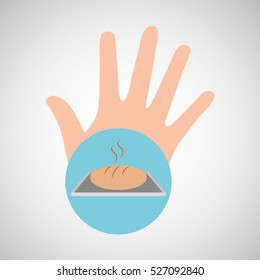 hand and hot bread bakery vector illustration eps 10