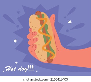 mano con afiche de hot dog