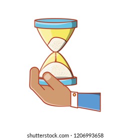 hand with hourglass time isolated icon