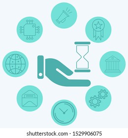 Hand with hourglass vector icon sign symbol