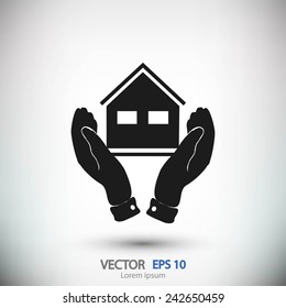  hand and house  icon