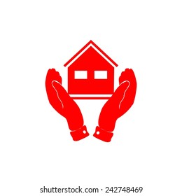  hand and house  icon